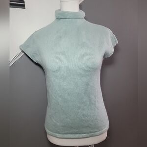VTG Y2K Be Green Angora Wool Silk Blend Sweater Vest Turtleneck Size Med Soft